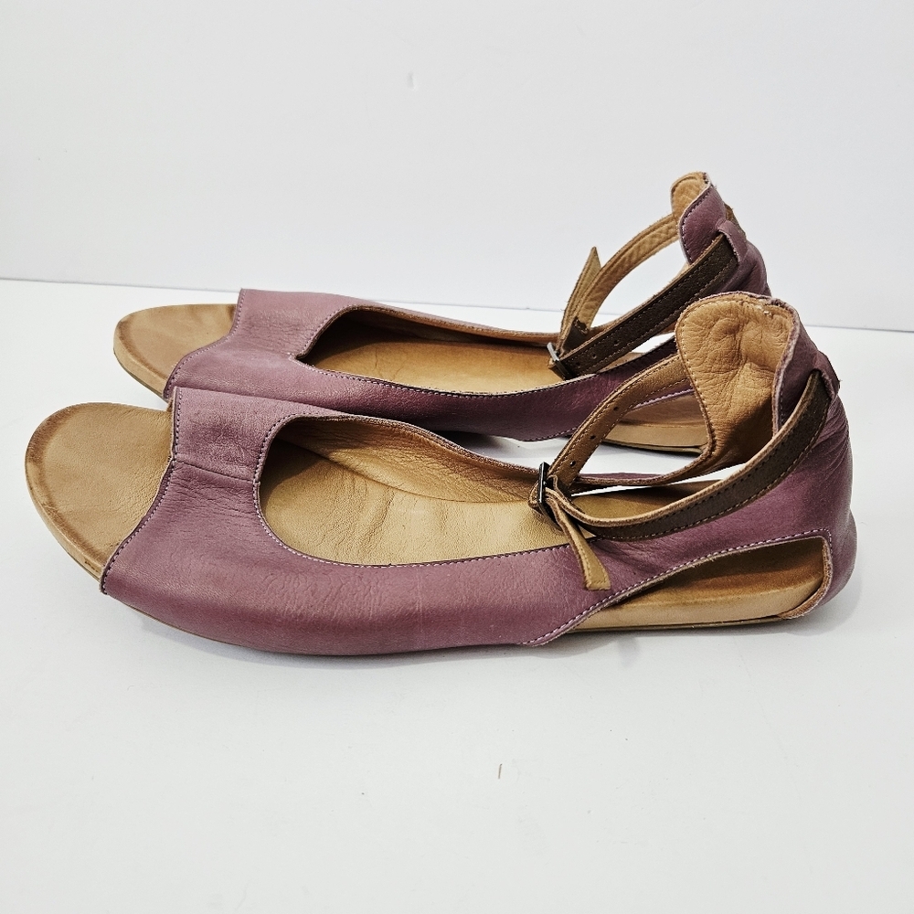 Bueno Donna Sandals Size 41 US 9.5 - 10 Purple Leather Ankle Strap Shoes - Picture 2 of 6